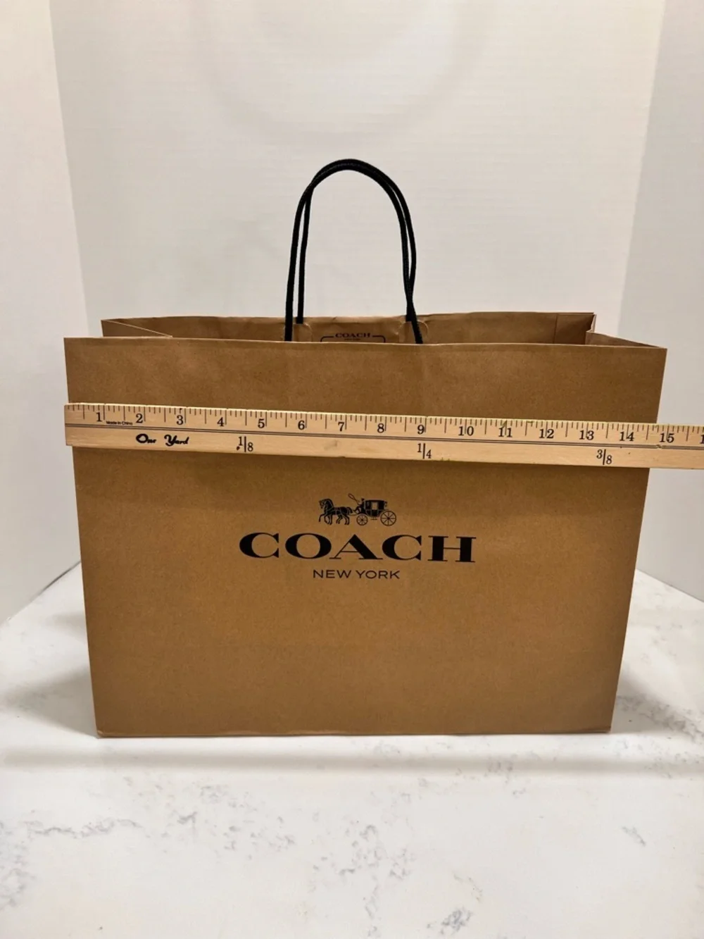 Coach Tan Shopping Bag with Black Logo & Handles médium sized